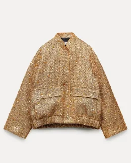 Sequin Gold O Neck Jacket