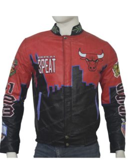 Three Peat Jeff Chicago Bulls Leather Jacket